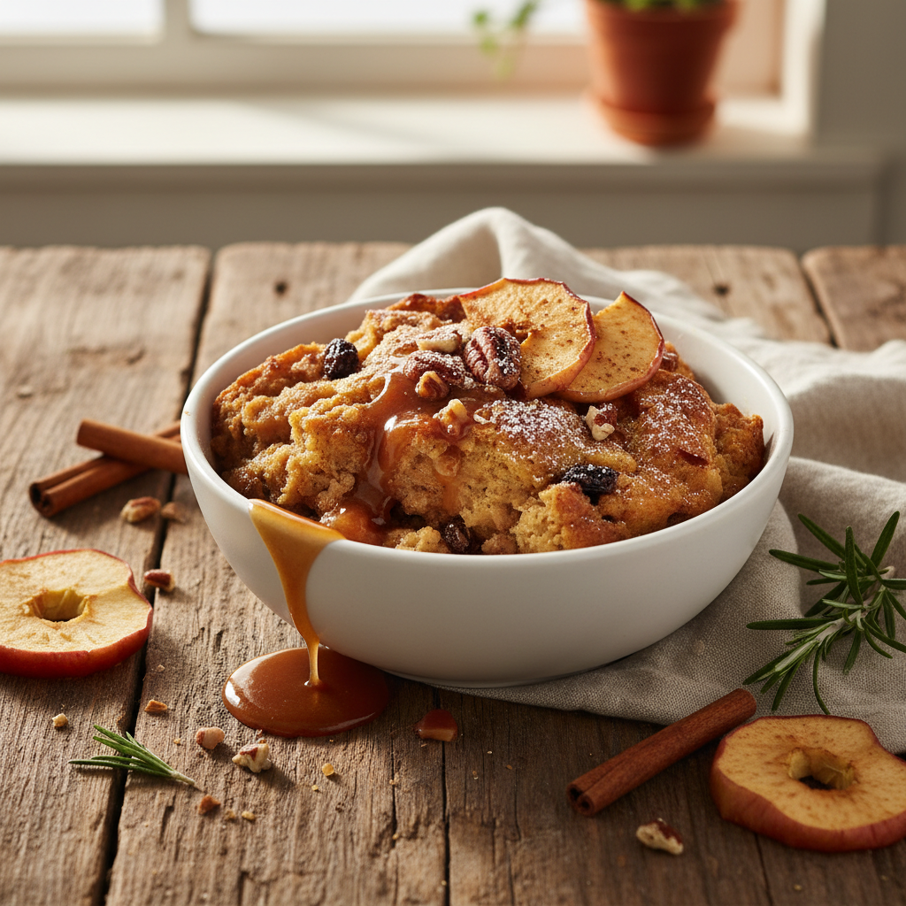 Apple Bread Pudding with Bourbon Sauce