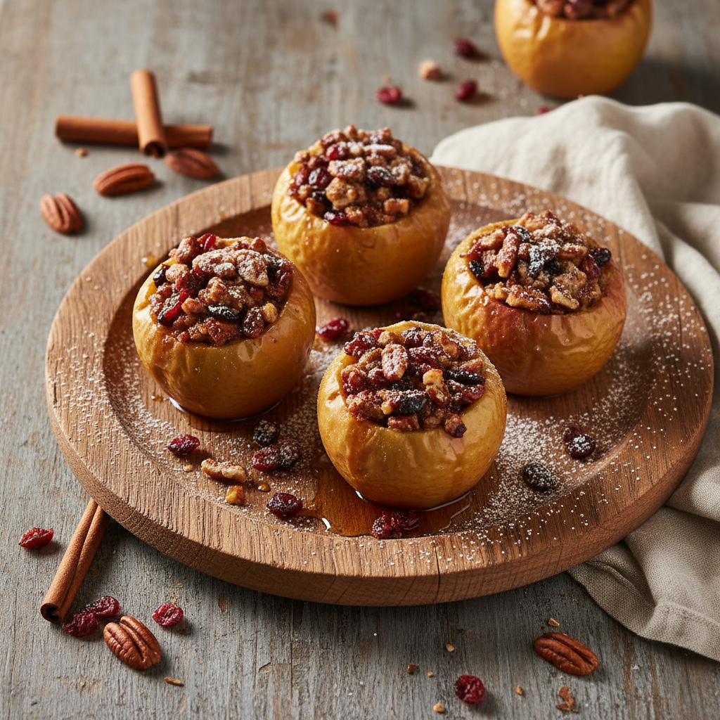 Baked Apples Stuffed with Pecans and Cranberries